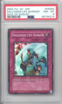 PSA 8 - Yu-Gi-Oh Card - SOD-EN060 - HALLOWED LIFE BARRIER (super rare holo) - NM-MT