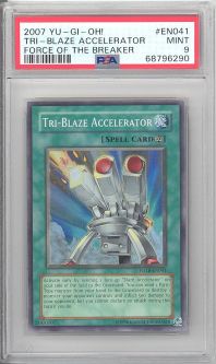 PSA 9 - Yu-Gi-Oh Card - FOTB-EN041 - TRI-BLAZE ACCELERATOR (super rare holo) - MINT