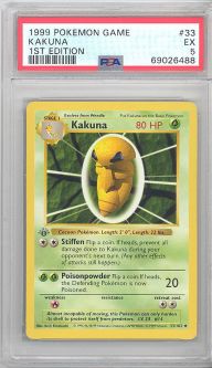 PSA 5 - Pokemon Card - Base 33/102 - KAKUNA (rare) *1st Edition* - EX
