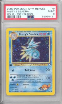 PSA 9 - Pokemon Card - Gym Heroes 9/132 - MISTY'S SEADRA (holo-foil) *1st Edition* - MINT