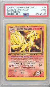 PSA 9 - Pokemon Card - Gym Challenge 21/132 - BLAINE'S NINETALES (rare) *1st Edition* - MINT