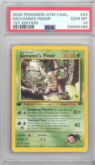 PSA 10 - Pokemon Card - Gym Challenge 24/132 - GIOVANNI'S PINSIR (rare) *1st Edition* - GEM MINT
