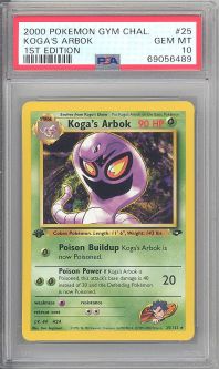 PSA 10 - Pokemon Card - Gym Challenge 25/132 - KOGA'S ARBOK (rare) *1st Edition* - GEM MINT