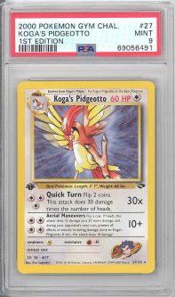 PSA 9 - Pokemon Card - Gym Challenge 27/132 - KOGA'S PIDGEOTTO (rare) *1st Edition* - MINT
