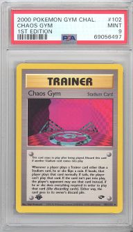 PSA 9 - Pokemon Card - Gym Challenge 102/132 - CHAOS GYM (rare) *1st Edition* - MINT
