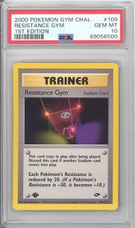 PSA 10 - Pokemon Card - Gym Challenge 109/132 - RESISTANCE GYM (rare) *1st Edition* - GEM MINT