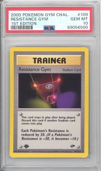 PSA 10 - Pokemon Card - Gym Challenge 109/132 - RESISTANCE GYM (rare) *1st Edition* - GEM MINT PSA 10 - Pokemon Card - Gym Challenge 109/132 - RESISTANCE GYM (rare) *1st Edition* - GEM MINT