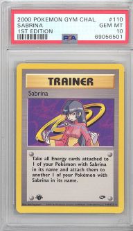 PSA 10 - Pokemon Card - Gym Challenge 110/132 - SABRINA (rare) *1st Edition* - GEM MINT