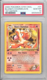 PSA 10 - Pokemon Card - Gym Challenge 31/132 - BLAINE'S CHARMELEON (uncommon) *1st Edition* - GEM MI