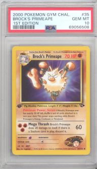 PSA 10 - Pokemon Card - Gym Challenge 35/132 - BROCK'S PRIMEAPE (uncommon) *1st Edition* - GEM MINT