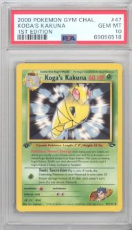 PSA 10 - Pokemon Card - Gym Challenge 47/132 - KOGA'S KAKUNA (uncommon) *1st Edition* - GEM MINT