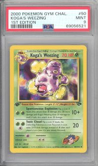 PSA 9 - Pokemon Card - Gym Challenge 50/132 - KOGA'S WEEZING (uncommon) *1st Edition* - MINT
