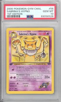 PSA 10 - Pokemon Card - Gym Challenge 56/132 - SABRINA'S HYPNO (uncommon) *1st Edition* - GEM MINT
