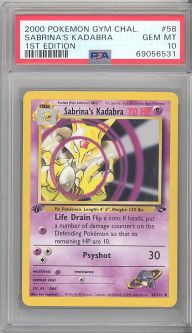 PSA 10 - Pokemon Card - Gym Challenge 58/132 - SABRINA'S KADABRA (uncommon) *1st Edition* - GEM MINT