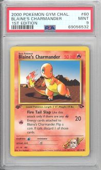 PSA 9 - Pokemon Card - Gym Challenge 60/132 - BLAINE'S CHARMANDER (common) *1st Edition* - MINT