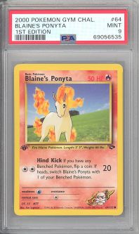 PSA 9 - Pokemon Card - Gym Challenge 64/132 - BLAINE'S PONYTA (common) *1st Edition* - MINT