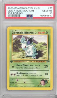 PSA 10 - Pokemon Card - Gym Challenge 75/132 - GIOVANNI'S NIDORAN F (common) *1st Edition* - GEM MIN