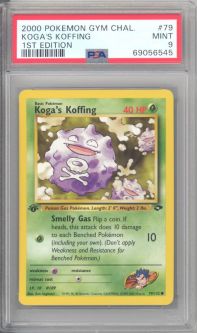 PSA 9 - Pokemon Card - Gym Challenge 79/132 - KOGA'S KOFFING (common) *1st Edition* - MINT