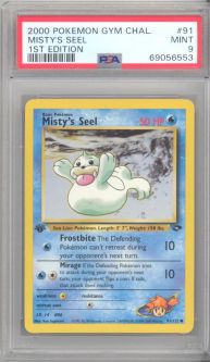 PSA 9 - Pokemon Card - Gym Challenge 91/132 - MISTY'S SEEL (common) *1st Edition* - MINT
