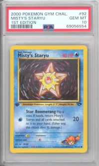PSA 10 - Pokemon Card - Gym Challenge 92/132 - MISTY'S STARYU (common) *1st Edition* - GEM MINT