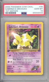PSA 10 - Pokemon Card - Gym Challenge 95/132 - SABRINA'S DROWZEE (common) *1st Edition* - GEM MINT