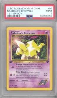 PSA 9 - Pokemon Card - Gym Challenge 95/132 - SABRINA'S DROWZEE (common) *1st Edition* - MINT
