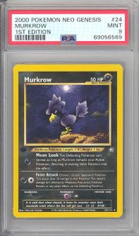 PSA 9 - Pokemon Card - Neo Genesis 24/111 - MURKROW (rare) *1st Edition* - MINT