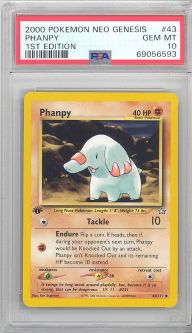 PSA 10 - Pokemon Card - Neo Genesis 43/111 - PHANPY (uncommon) *1st Edition* - GEM MINT