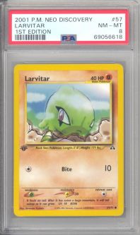 PSA 8 - Pokemon Card - Neo Discovery 57/75 - LARVITAR (common) *1st Edition* - NM-MT
