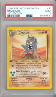 PSA 9 - Pokemon Card - Neo Discovery 43/75 - OMASTAR (uncommon) *1st Edition* - MINT