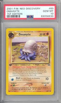 PSA 10 - Pokemon Card - Neo Discovery 60/75 - OMANYTE (common) *1st Edition* - GEM MINT