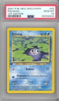 PSA 10 - Pokemon Card - Neo Discovery 62/75 - POLIWAG (common) *1st Edition* - GEM MINT
