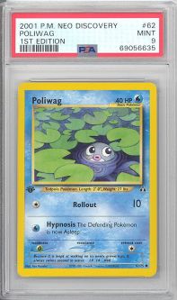 PSA 9 - Pokemon Card - Neo Discovery 62/75 - POLIWAG (common) *1st Edition* - MINT