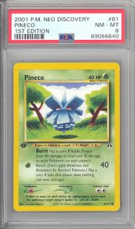 PSA 8 - Pokemon Card - Neo Discovery 61/75 - PINECO (common) *1st Edition* - NM-MT