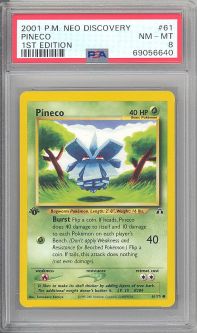 PSA 8 - Pokemon Card - Neo Discovery 61/75 - PINECO (common) *1st Edition* - NM-MT PSA 8 - Pokemon Card - Neo Discovery 61/75 - PINECO (common) *1st Edition* - NM-MT