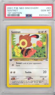 PSA 10 - Pokemon Card - Neo Discovery 63/75 - SENTRET (common) *1st Edition* - GEM MINT