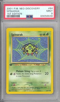 PSA 9 - Pokemon Card - Neo Discovery 64/75 - SPINARAK (common) *1st Edition* - MINT PSA 9 - Pokemon Card - Neo Discovery 64/75 - SPINARAK (common) *1st Edition* - MINT