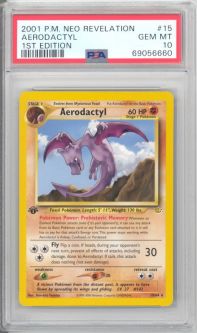 PSA 10 - Pokemon Card - Neo Revelation 15/64 - AERODACTYL (rare) *1st Edition* - GEM MINT PSA 10 - Pokemon Card - Neo Revelation 15/64 - AERODACTYL (rare) *1st Edition* - GEM MINT
