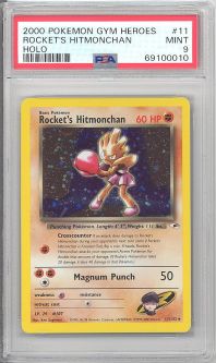 PSA 9 - Pokemon Card - Gym Heroes 11/132 - ROCKET'S HITMONCHAN (holo-foil) - MINT