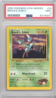PSA 9 - Pokemon Card - Gym Heroes 24/132 - BROCK'S ZUBAT (rare) - MINT