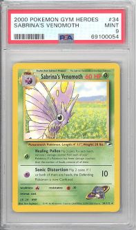 PSA 9 - Pokemon Card - Gym Heroes 34/132 - SABRINA'S VENOMOTH (rare) - MINT