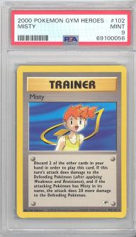 PSA 9 - Pokemon Card - Gym Heroes 102/132 - MISTY (rare) - MINT