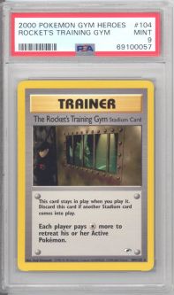 PSA 9 - Pokemon Card - Gym Heroes 104/132 - THE ROCKET'S TRAINING GYM (rare) - MINT