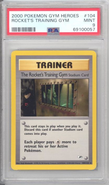 PSA 9 - Pokemon Card - Gym Heroes 104/132 - THE ROCKET'S TRAINING GYM  (rare) - MINT: BBToyStore.com - Toys, Plush, Trading Cards, Action Figures  & Games online retail store shop sale