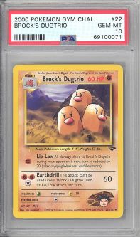 PSA 10 - Pokemon Card - Gym Challenge 22/132 - BROCK'S DUGTRIO (rare) - GEM MINT PSA 10 - Pokemon Card - Gym Challenge 22/132 - BROCK'S DUGTRIO (rare) - GEM MINT