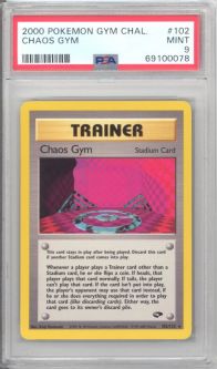 PSA 9 - Pokemon Card - Gym Challenge 102/132 - CHAOS GYM (rare) - MINT