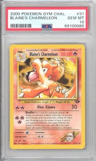 PSA 10 - Pokemon Card - Gym Challenge 31/132 - BLAINE'S CHARMELEON (uncommon) - GEM MINT