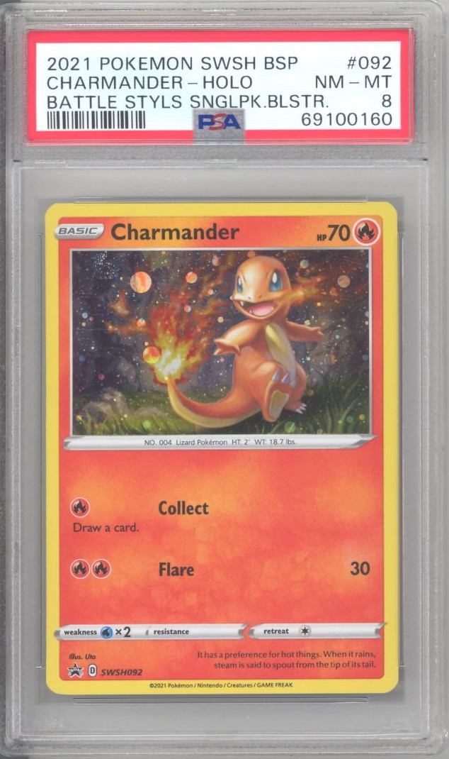 PSA 8 Pokemon Card S&S Promo SWSH092 CHARMANDER NMMT