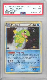 PSA 8 - Pokemon Card - Unleashed 7/95 - POLITOED (holo-foil) - NM-MT