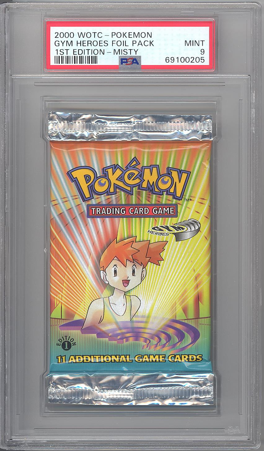 PSA 9 - Pokemon Cards - GYM HEROES - Booster Pack (1st Edition) - Misty Artwork - MINT